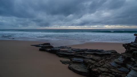 Cloudy dawn on the beach