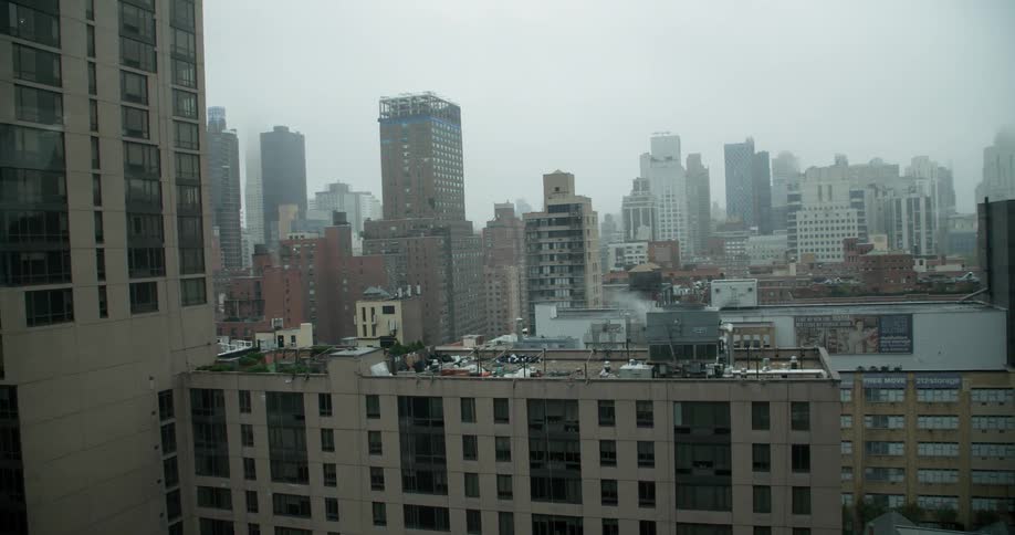 The city is foggy during the day