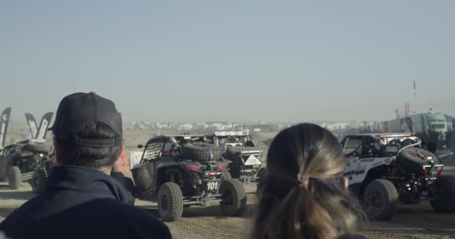 Off road vehicles drive in two lines