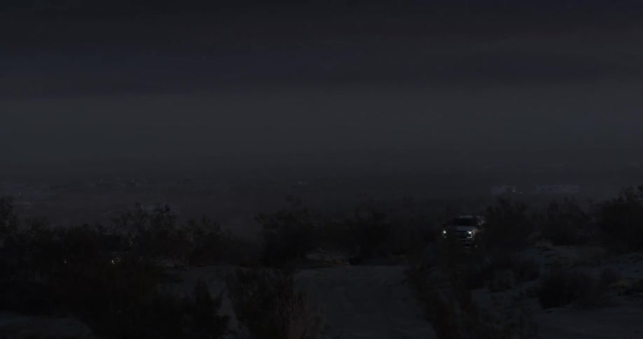 Trucks on a desert road