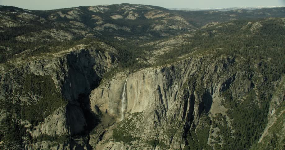 Aerial View of Yosemite Falls and North Dome Trail, Yosemite National Park
