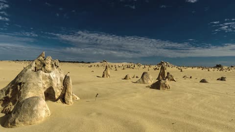 A landscape view of a desert in a sunny day