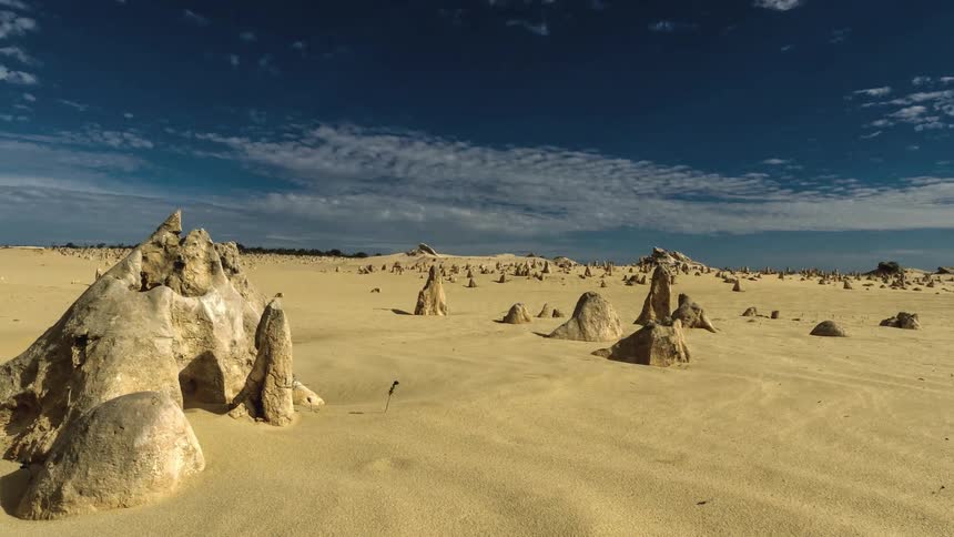 A landscape view of a desert in a sunny day