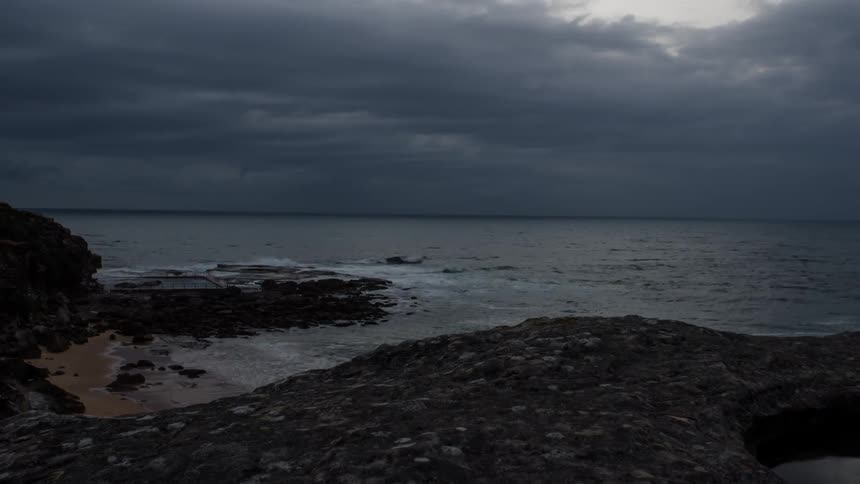 A timelapse of the tide on an overcast day