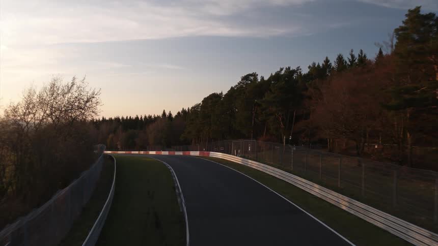 A car race course is filmed