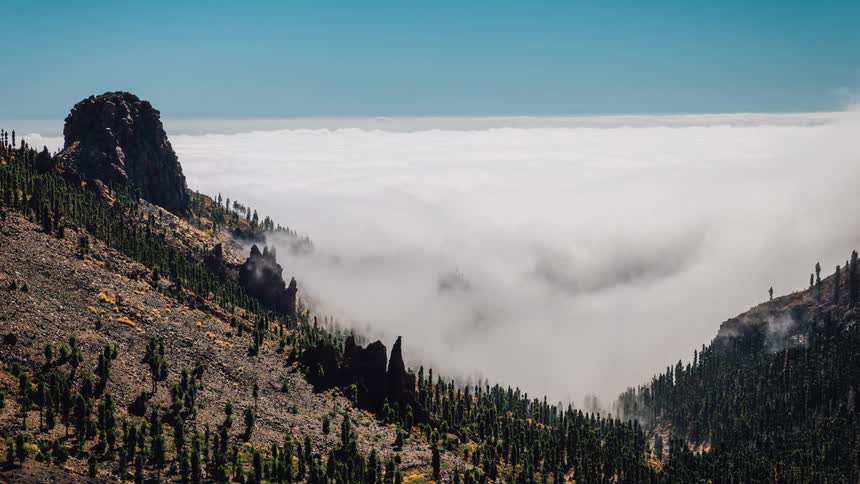 Time lapse of fog in a valley