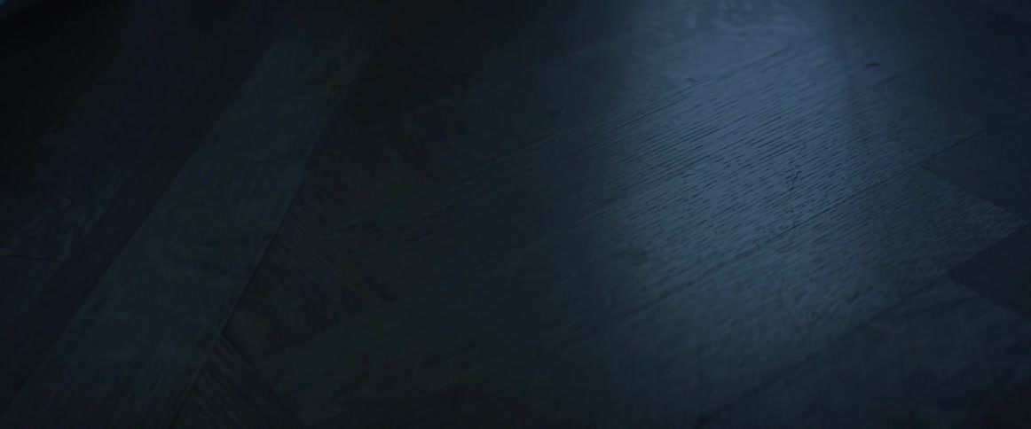 Dim light is filtered onto a wood floor