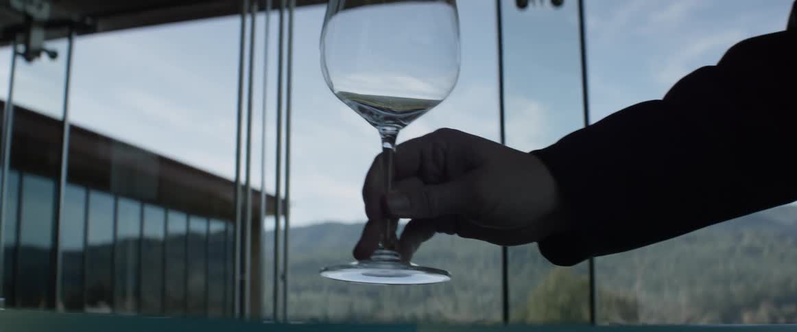 Empty wine glass is placed on a table