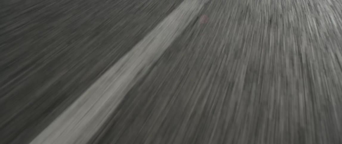 Close up view of traveling down a road