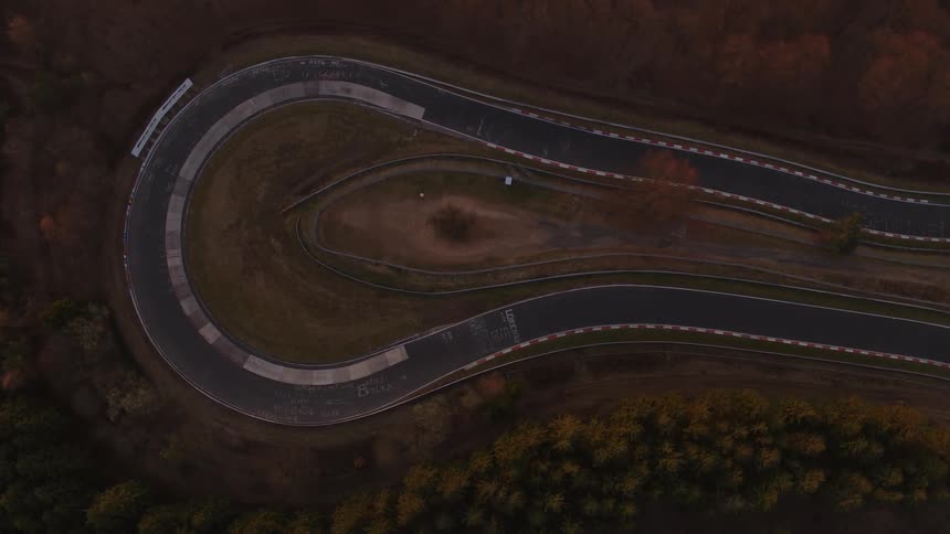 A winding driving track is vacant