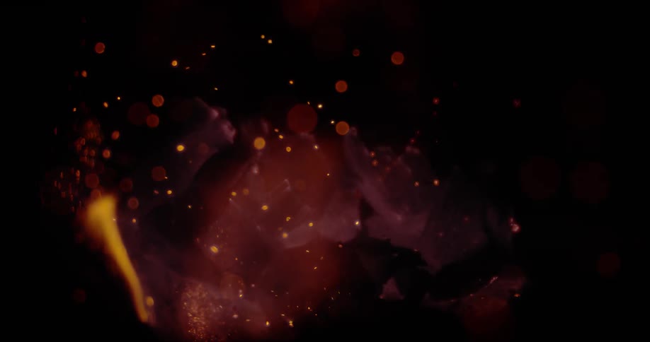 Fire swirls and sparks