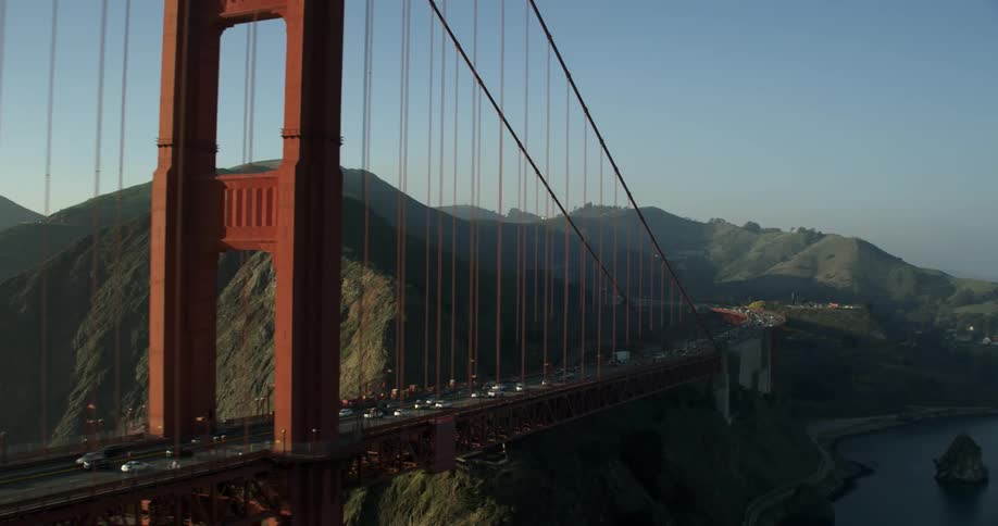 Cars moving across the Golden Gate Bridge in San Francisco, California