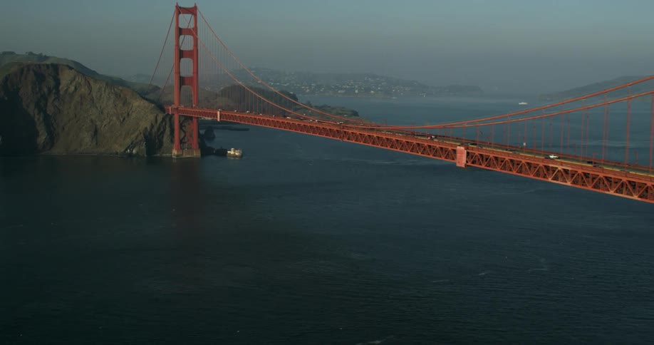 Aerial view of the Golden Gate Bridge, Marin Highlands, San Francisco, California