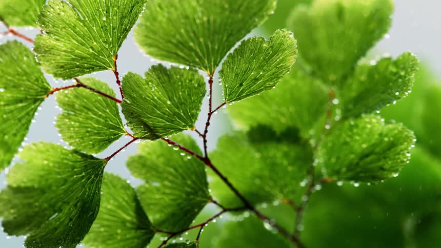 A small leaf plant is being filmed very close up