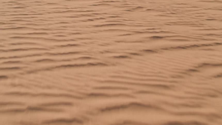 Small mounds of sand are scattered in the desert