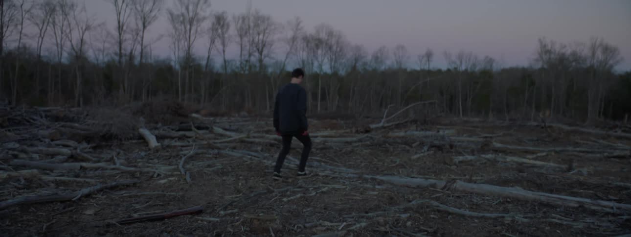 A boy carrying a gun drops it in the middle of the forest before collapsing