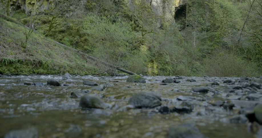 River water is flowing over the rocks and stones