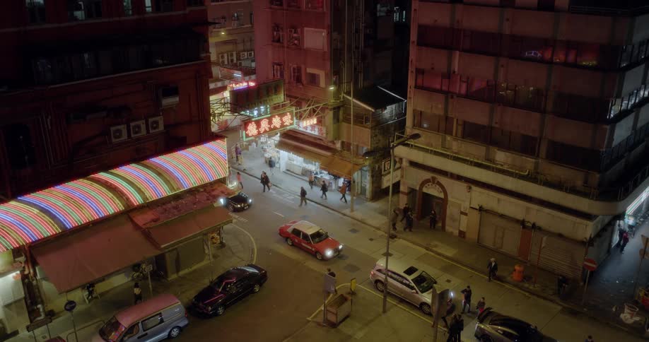 People walking along a city street
