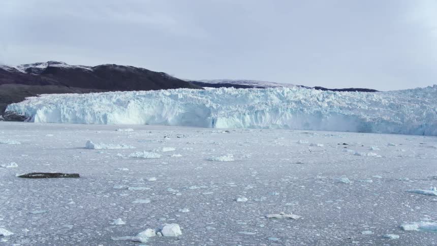 View of glaciers on a cloudy day