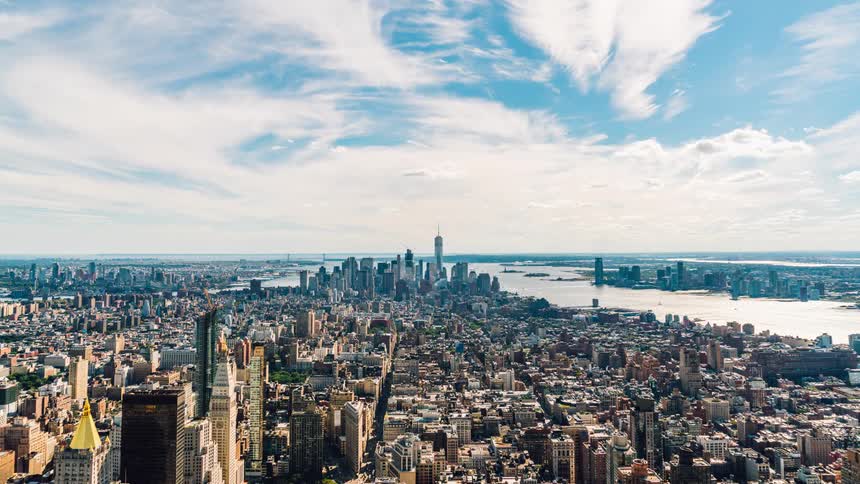 A large city near a body of water