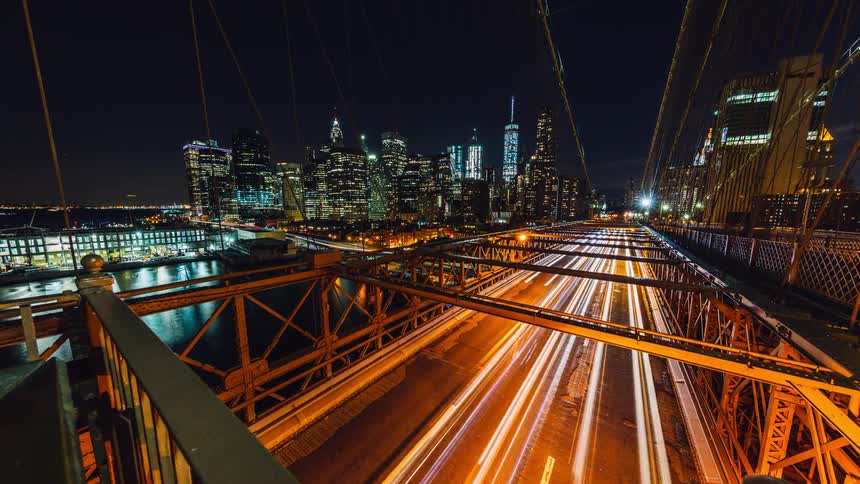 A busy bridge in a city
