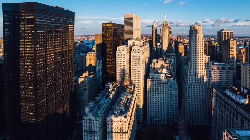 City buildings tower into the landscape