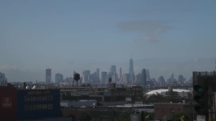 City skyline in the distance