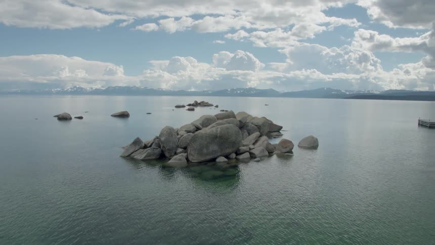A small island of piled boulders