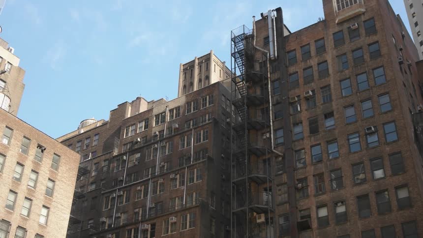 View of old tall buildings in a city