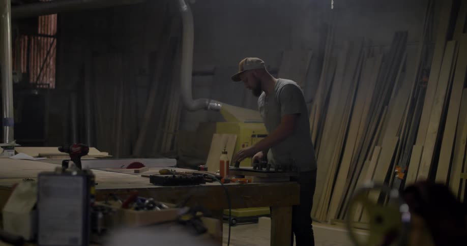 A man works in a workshop