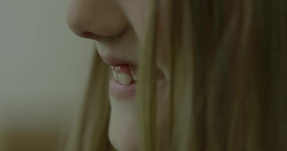 A girl is smiling