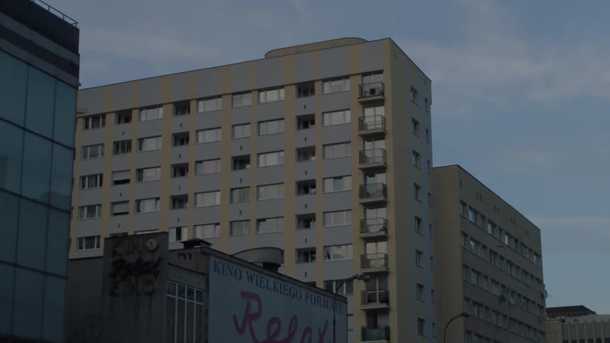 Apartment buildings tower into the sky