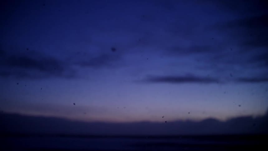Dark ashes falling to earth at sunset