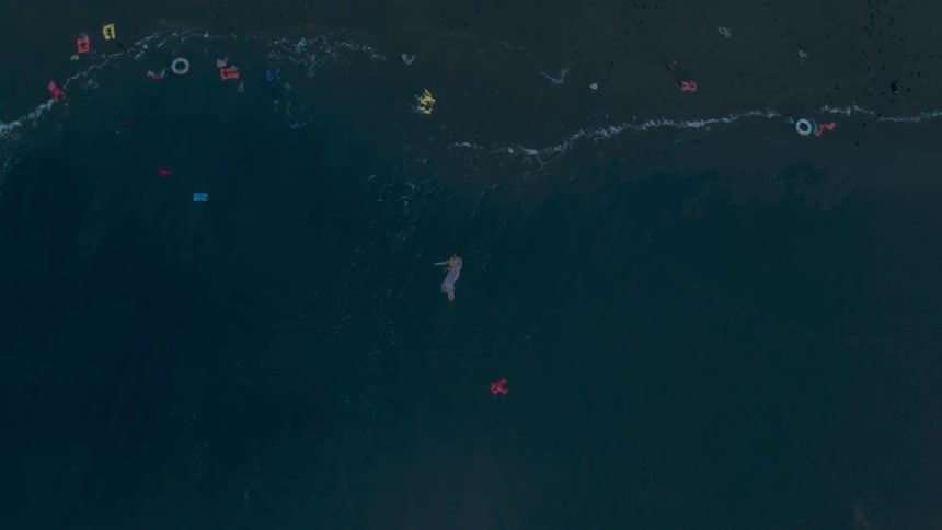 Life preservers are floating atop the water