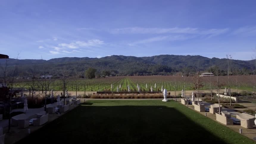 Field of crops sit near a mountain