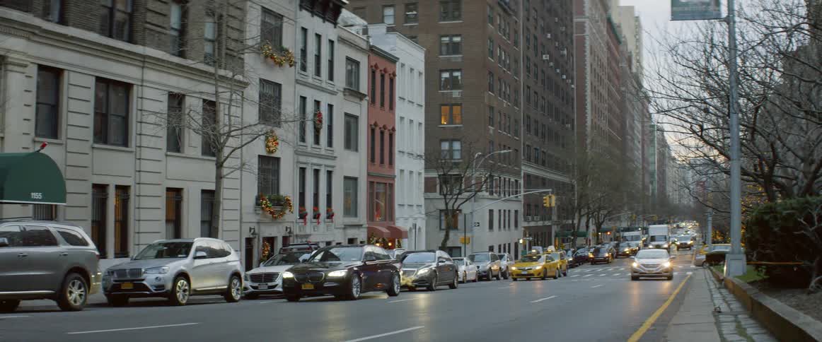 Vehicles travel through the city