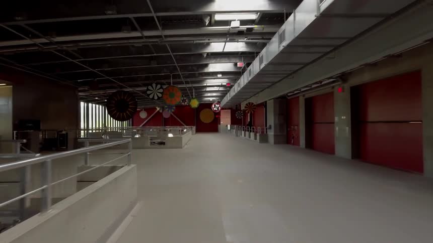 An empty decorated warehouse