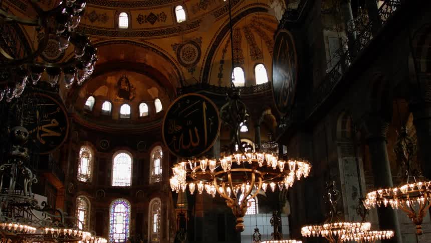 The church has many lights and windows
