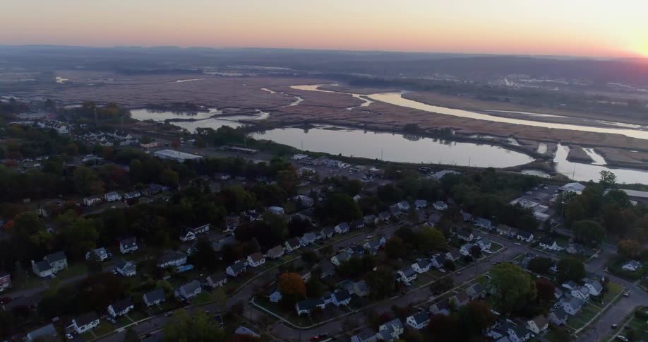 The town is calm at sunrise