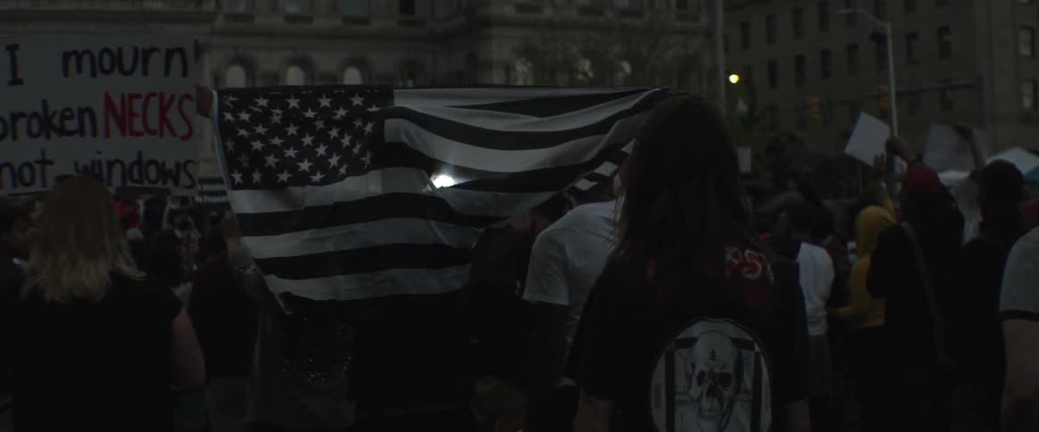 A group of people gather in protest