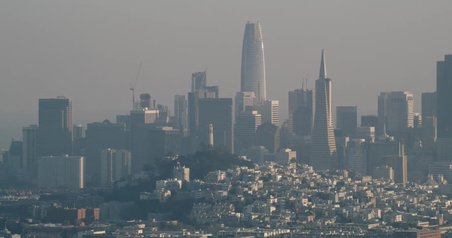 The city has many tall buildings