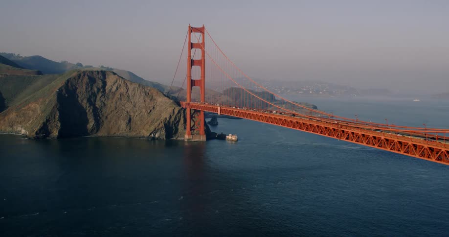 The Golden Gate Bridge has many cars on it