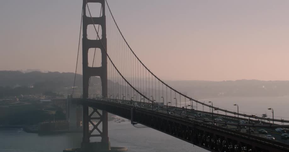 A red bridge across a body of water; Golden Gate