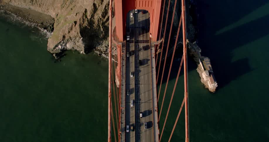 The bridge is busy with cars crossing