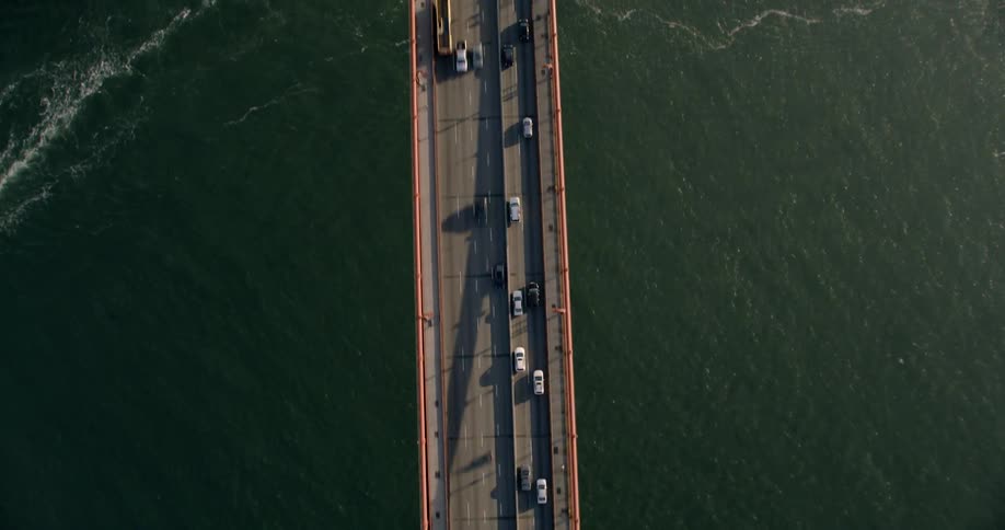 Top Down Birds Eye View of the Golden Gate Bridge