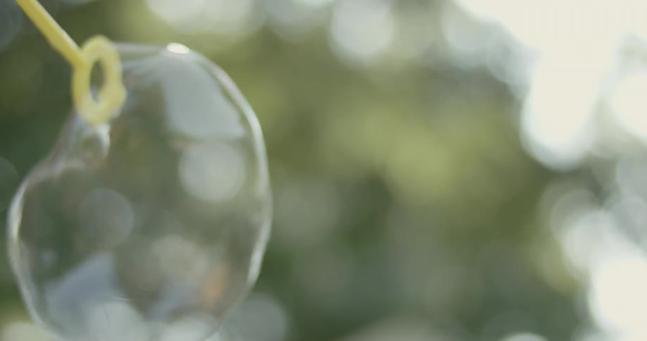 A bubble is blown on a sunny day