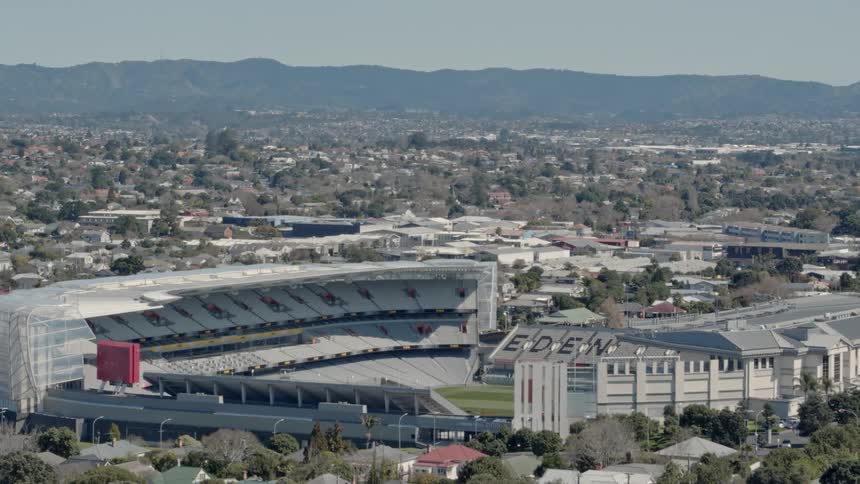 The stadium is empty in the middle of this town
