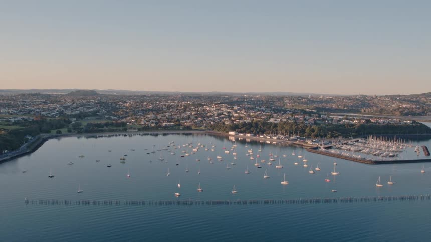 Boats sail in the water