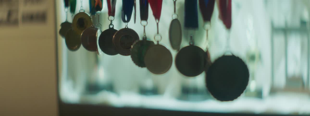 Medals sway in a trophy room