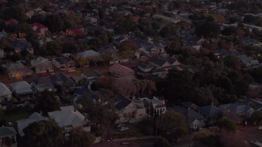 Houses cover the neighborhood